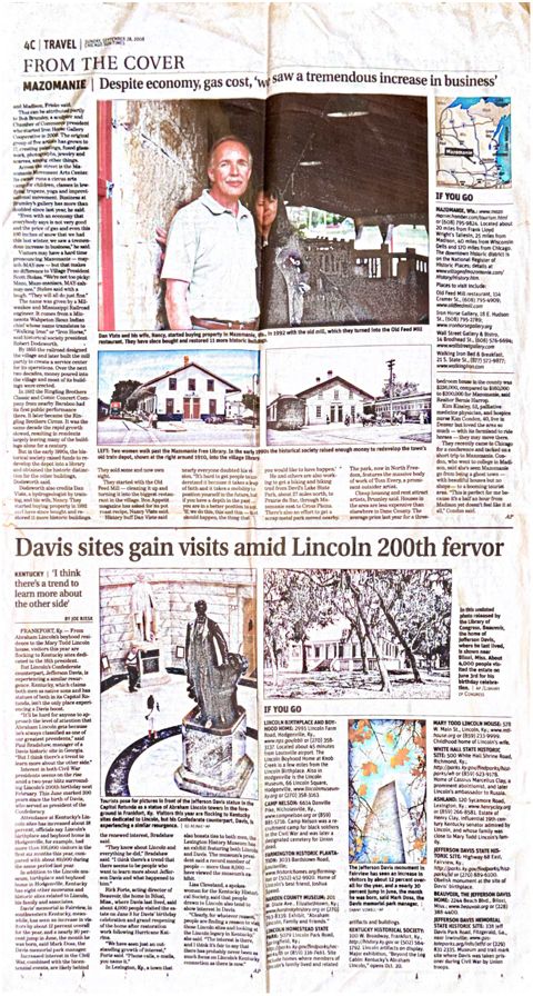 Chicago Sun-Times, the Mazomanie story continued inside, with Dan and Nancy Viste