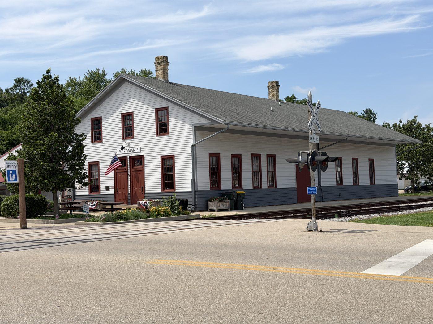 The restored Mazomanie railroad depot