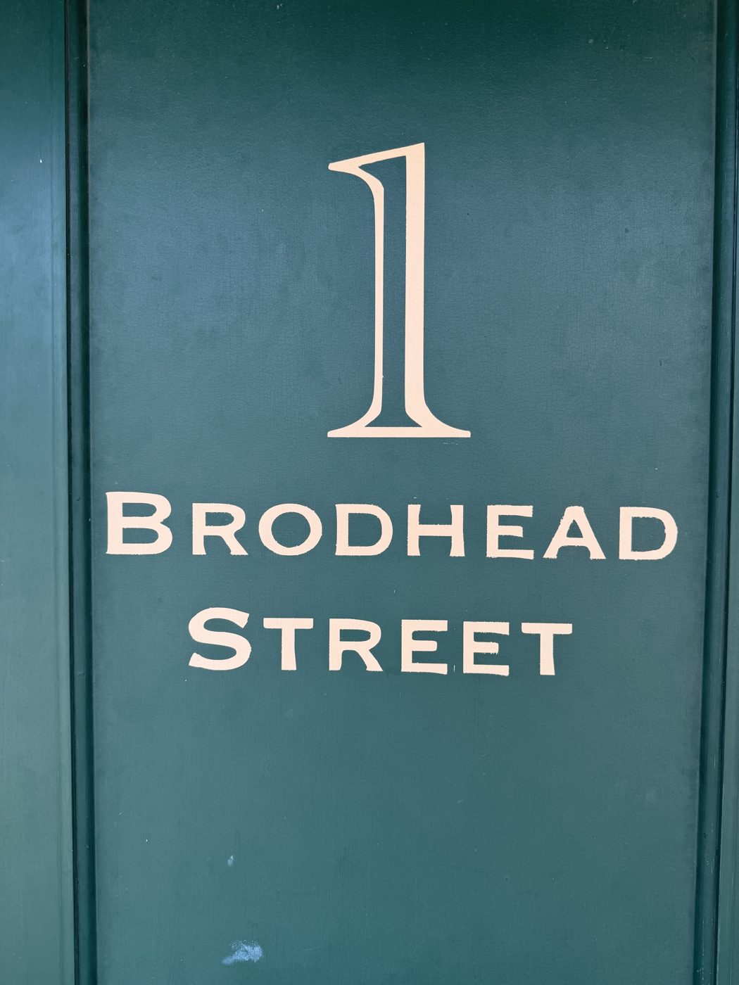 1 Brodhead Street painted on the front door